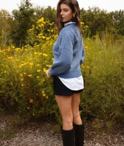 The Luxe Cashmere Blend Mix Stitch Sweater - Admiral & Dune -Summersalt Shop Luxe Cashmere Blend Mix Stitch Sweater Admiral 3