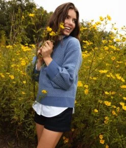 The Luxe Cashmere Blend Mix Stitch Sweater - Admiral & Dune -Summersalt Shop Luxe Cashmere Blend Mix Stitch Sweater Admiral 5