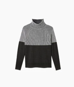 The Luxe Cashmere Blend Two-Tone Sweater - Charcoal 7 The Luxe Cashmere Blend Two-Tone Sweater - Charcoal -Summersalt Shop Luxe Cashmere Blend Two Tone Sweater Charcoal 6