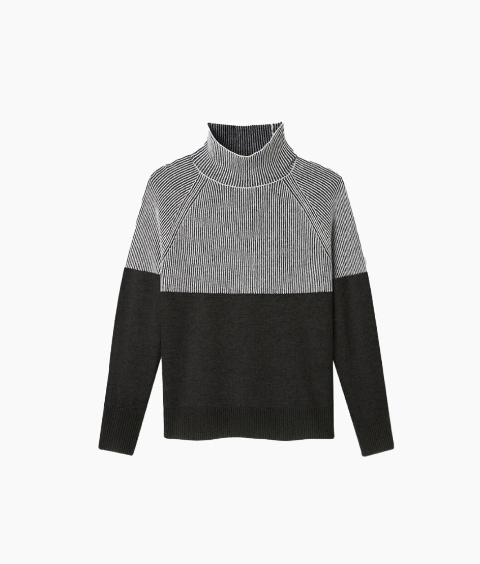The Luxe Cashmere Blend Two-Tone Sweater - Charcoal The Luxe Cashmere Blend Two-Tone Sweater - Charcoal -Summersalt Shop Luxe Cashmere Blend Two Tone Sweater Charcoal 6