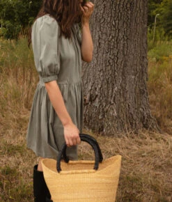 The Luxe Pima Puff-Sleeve Mini Dress - Agave -Summersalt Shop Luxe Pima Puff Sleeve Mini Dress Agave 4