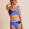 The Marina Bikini Top - Deep Sea & Hydrangea -Summersalt Shop MarinaBikiniTop DeepSea Hydrangea Front Crop