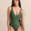 The Perfect Wrap One-Piece - Olive -Summersalt Shop MarinaOliveFront
