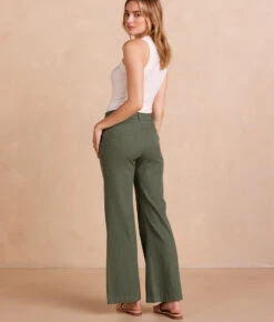 The Easy High-Waisted Flare Pant - Olive -Summersalt Shop MicroFlarePant Olive BackCrop
