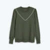 The Softest French Terry Contrast Puff-Sleeve Pullover - Olive & White Sand -Summersalt Shop OliveFlatLay