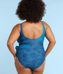 The Perfect Wrap One-Piece - Mixed Gingham In Calypso & Deep Sea -Summersalt Shop PWOPMixedGinghaminDeepSea CalypsoBack1