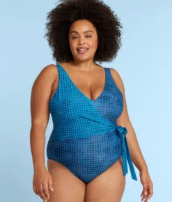 The Long Torso Perfect Wrap One Piece - Mixed Gingham In Calypso & Deep Sea -Summersalt Shop PWOPMixedGinghaminDeepSea CalypsoFront2 b74024a0 9e71 4c0b aa1d a8df8fab24bf