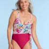 The Perfect Wrap One-Piece - Watercolor Floral In Strawberry -Summersalt Shop PWOPWatercolorFloralinStrawberryFront2