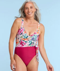 The Perfect Wrap One-Piece - Watercolor Floral In Strawberry