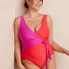 The Perfect Wrap One-Piece - Hibiscus & Grapefruit -Summersalt Shop PWOP Hibiscus Grapefruit Front Crop 1