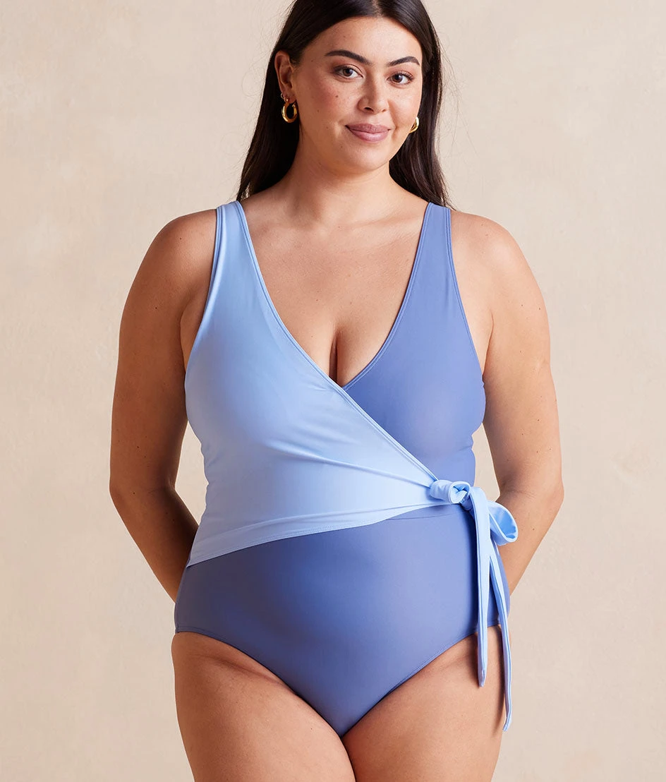 The Perfect Wrap One-Piece - Sky & Blue Mountain The Perfect Wrap One-Piece - Sky & Blue Mountain -Summersalt Shop PWOP Sky BlueMountainFront Crop 1