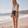 The Long Torso Perfect Wrap One Piece - Sea Urchin & White Sand
