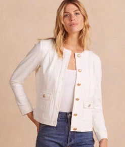 The Icon Ponte Jacket - White Sand -Summersalt Shop Ponte Jacket Front Crop