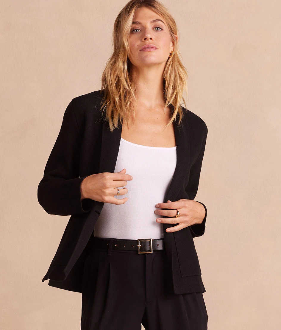 The Ribbed Sweater Blazer - Sea Urchin The Ribbed Sweater Blazer - Sea Urchin -Summersalt Shop RibbedBlazer SeaUrchin Crop Front