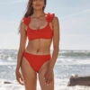 The RippleRib Mid Rise Bikini Bottom - Lava -Summersalt Shop RippleRib Mid Rise Bikini Bottom Bottom Lava 4