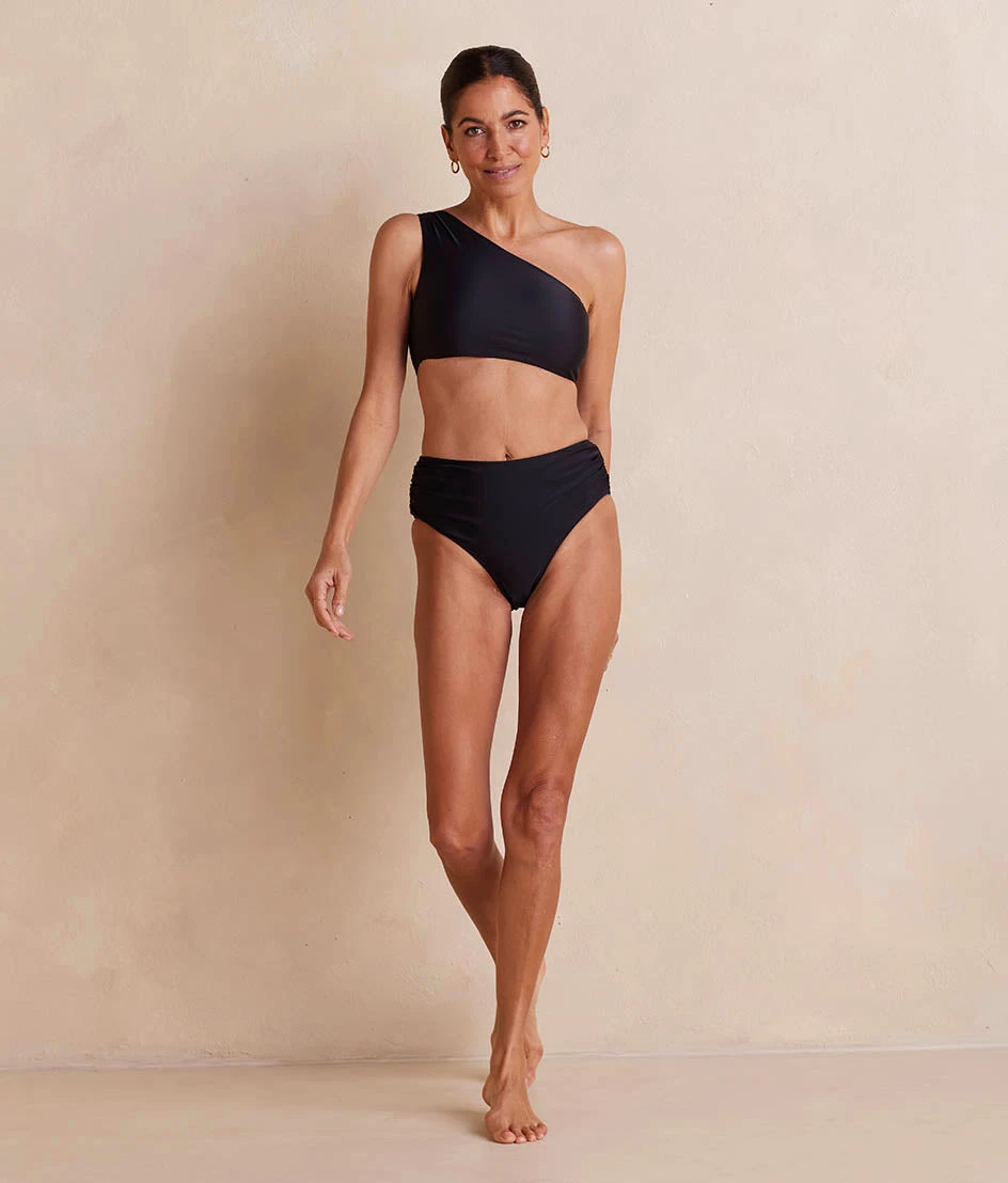 The Ruched High Leg High Rise Bottom - Sea Urchin The Ruched High Leg High Rise Bottom - Sea Urchin -Summersalt Shop RuchedHighLegHighRiseBottom SeaUrchin Front Full