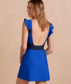 The Ruched Swim Skirt - Lapis -Summersalt Shop RuchedSwimSkirt Lapis BackCrop