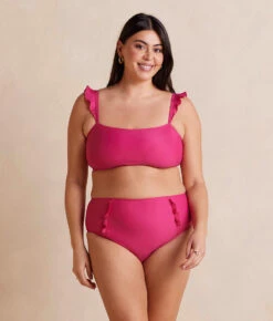 The Ruffle High Leg High Rise Bikini Bottom - Spritz -Summersalt Shop RuffleHighLegHighRiseBikiniBottom Spritz Front