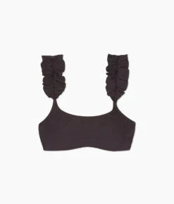 The RippleRib Ruffle Bikini Top - Sea Urchin -Summersalt Shop Ruffle Strap Bikini Top Sea Urchin Ribbed FLAT