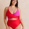 The Sea Breeze Cutout One-Piece - Lava & Hibiscus