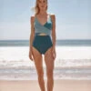The Long Torso Sea Breeze Cutout One-Piece - Seaweed & Bluestone & Mist
