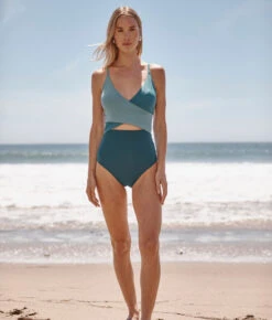 The Long Torso Sea Breeze Cutout One-Piece - Seaweed & Bluestone & Mist