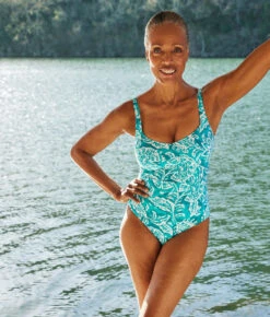 The Seascape Sweetheart One Piece - Batik In Seafoam & Harbor