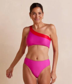 The Sidestroke Bikini Top - Hibiscus & Lava