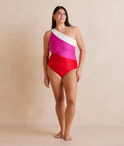 The Sidestroke - Lava & Hibiscus & White Sand -Summersalt Shop Sidestroke Lava Hibiscus WhiteSand Front Full