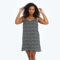 The Cloud 9 Silky Slip Dress - In Bloom In Sea Urchin & Pink Sky -Summersalt Shop SilkyDress Floral Front 2