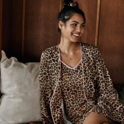 The Cloud 9 Silky Slip Dress - Leopard & Pink Sky -Summersalt Shop SilkyDress Leopard Lifestyle