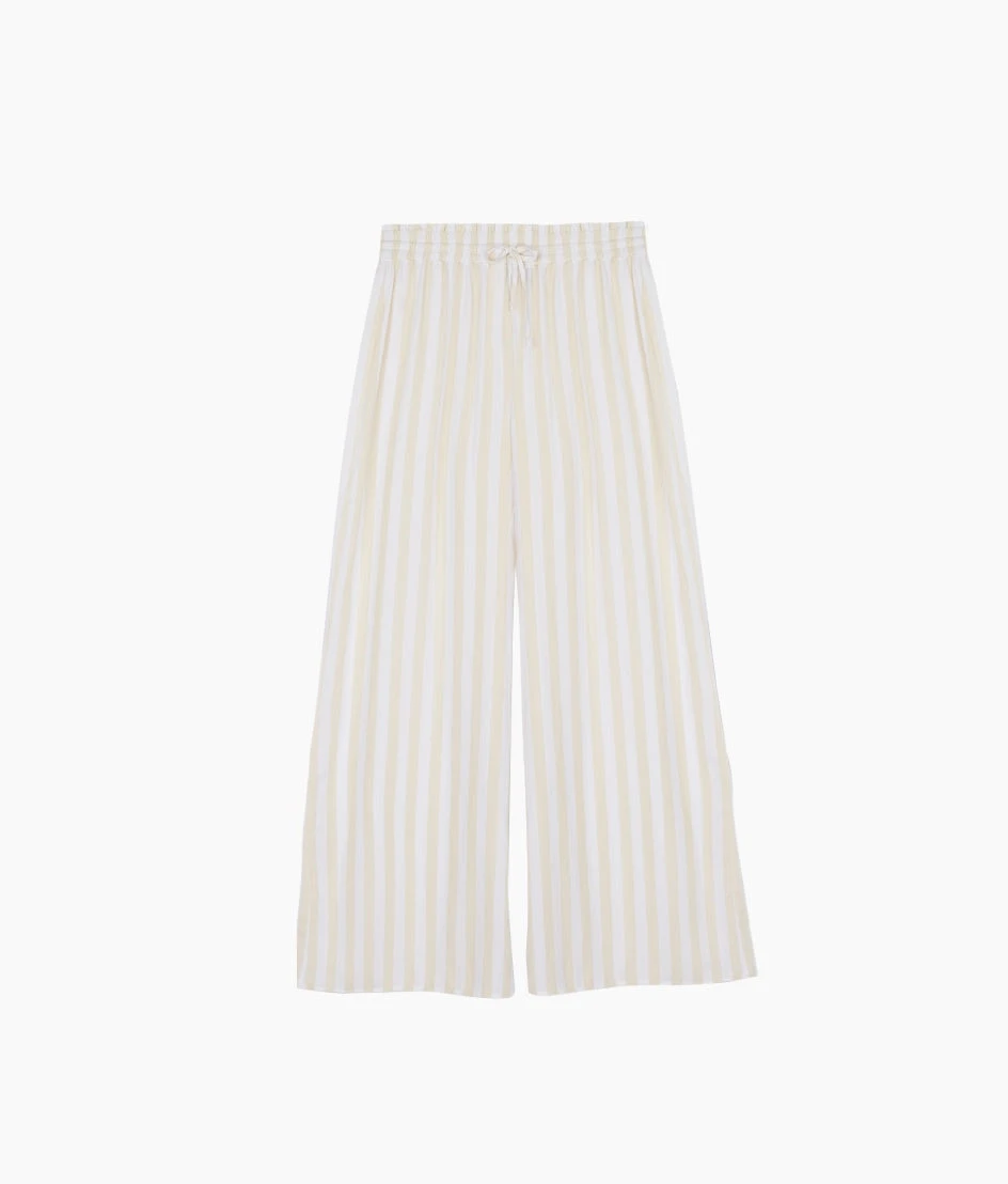 The Silky Luxe Palazzo Pants with Ties - Beach Stripe in Sandshell The Silky Luxe Palazzo Pants With Ties - Beach Stripe In Sandshell -Summersalt Shop Silky Luxe Palazzo Pants with Ties Stripe FLAT ebec9c53 5c4d 4447 9302 1b9a386bc2b7
