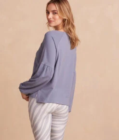 The Softest French Terry Boatneck Pullover - Slate -Summersalt Shop SoftestFrenchTerryBoatneckPullover Slate Back Crop