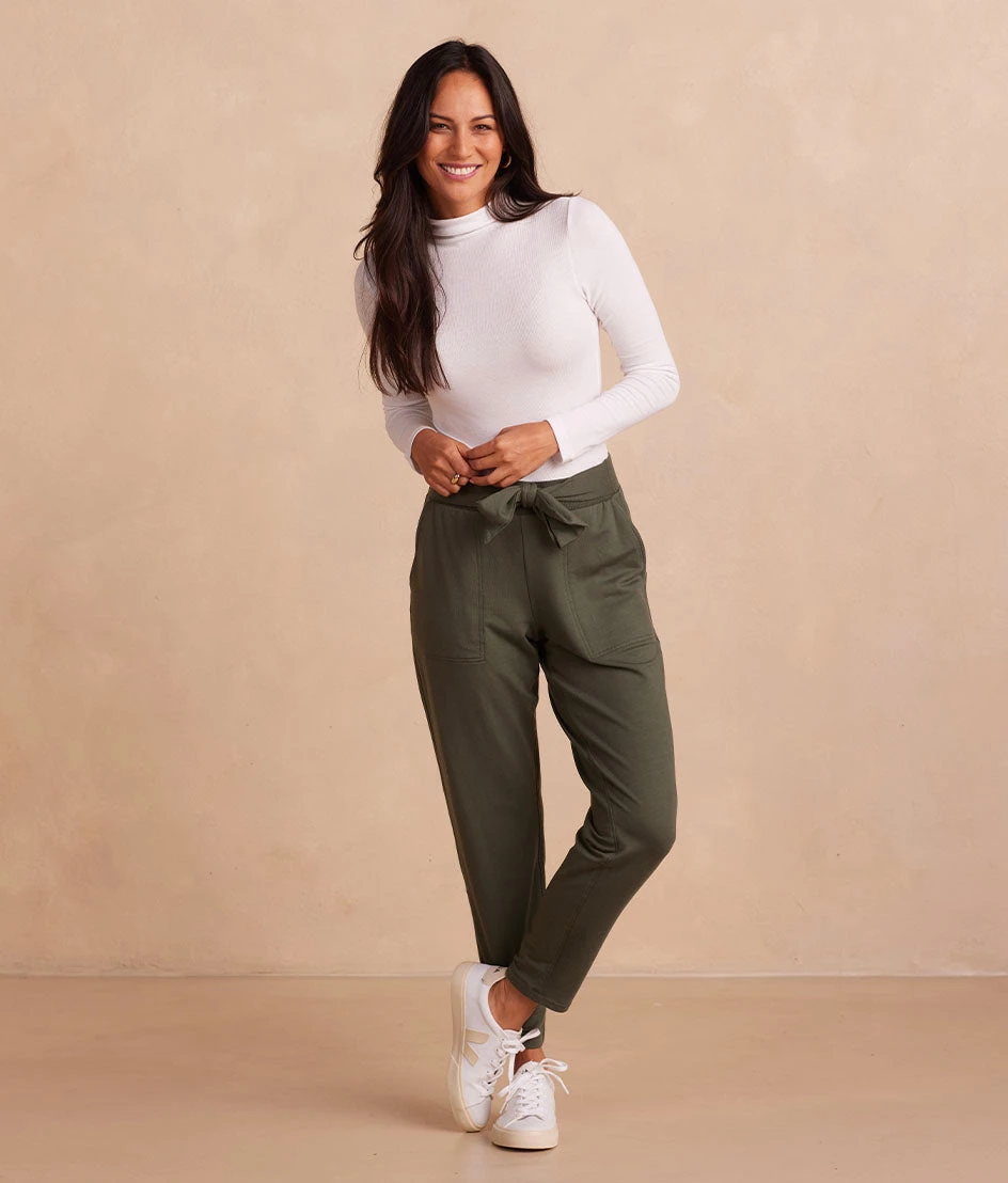 The Softest French Terry Tie-Waist Pant - Main The Softest French Terry Tie-Waist Pant - Main -Summersalt Shop SoftestFrenchTerryTie WaistPant OliveFront Full b518f54a a3fc 4e8b 987b d14e2073d172