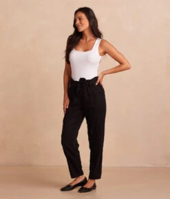 The Timeless Slim Tie-Waist Pant - Sea Urchin -Summersalt Shop SoftestFrenchTerryTie WaistPant SeaUrchin Side Full