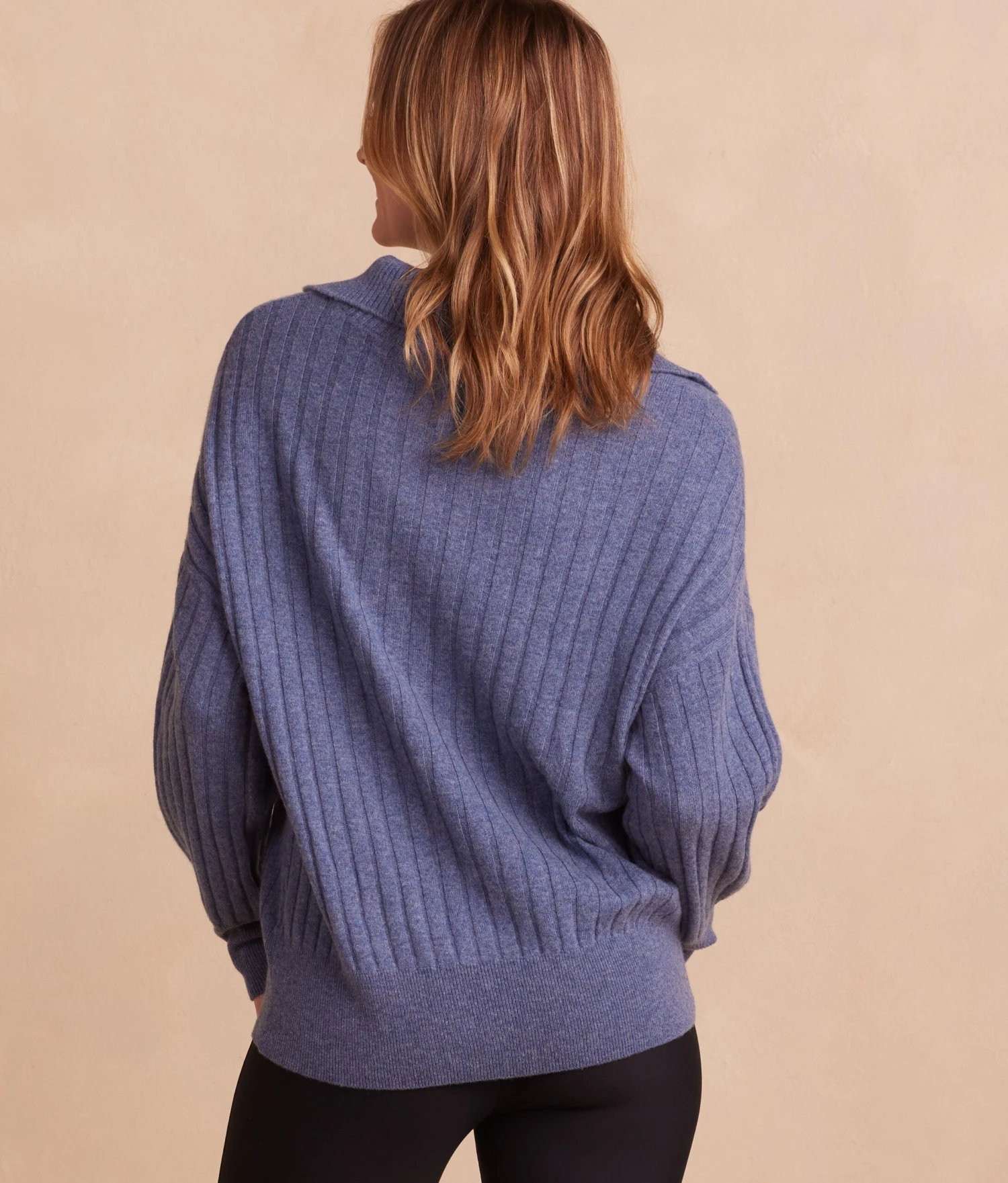 The Coziest Cashmere Blend Ribbed Half-Button Sweater - Steel The Coziest Cashmere Blend Ribbed Half-Button Sweater - Steel -Summersalt Shop TheCoziestCashmereBlendRibbedHalf ButtonSweater Steel BackCrop scaled