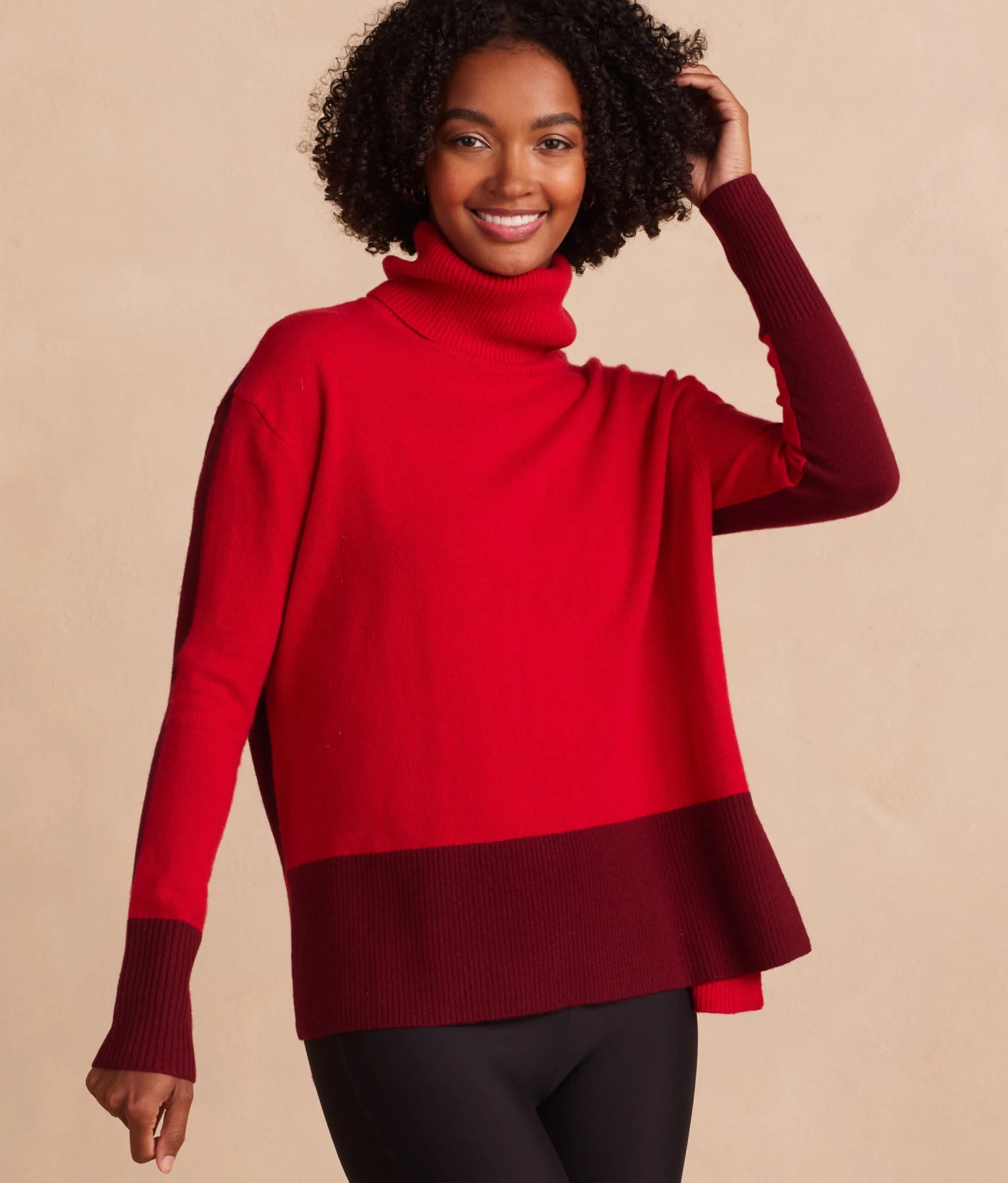 The Coziest Cashmere Blend Turtleneck - Pinot & Lava The Coziest Cashmere Blend Turtleneck - Pinot & Lava -Summersalt Shop TheCoziestCashmereBlendTurtleneck Pinot Lava FrontCrop scaled