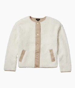 The High Pile Short Sherpa Jacket - White Sand & Moonlight 6 The High Pile Short Sherpa Jacket - White Sand & Moonlight -Summersalt Shop TheHighPileEcoButton UpSherpaJacket WhiteSand Moonlight Flatlay