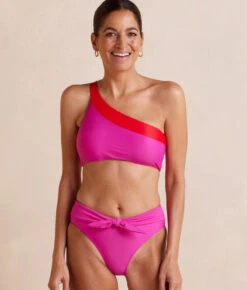 The Tie Belt High Leg Mid Rise Bottom - Hibiscus