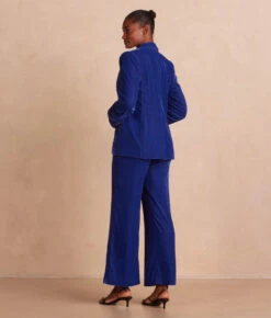 The Sustainable Velvet Collection Wide Leg Pant - Imperial -Summersalt Shop VelvetBlazer Blue 2