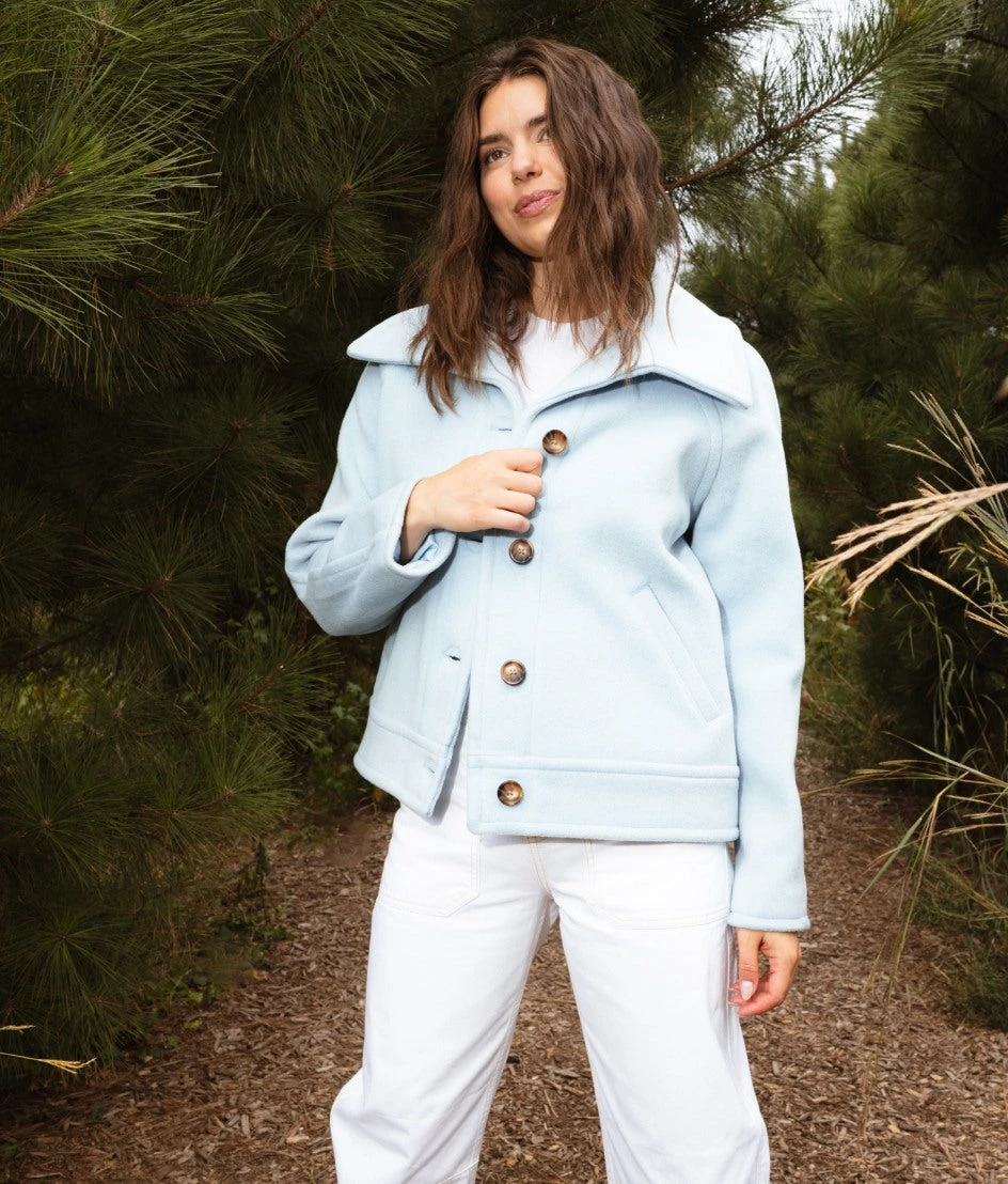 The Warmest Wool Short Coat - Frost The Warmest Wool Short Coat - Frost -Summersalt Shop Warmest Wool Short Coat Frost 2