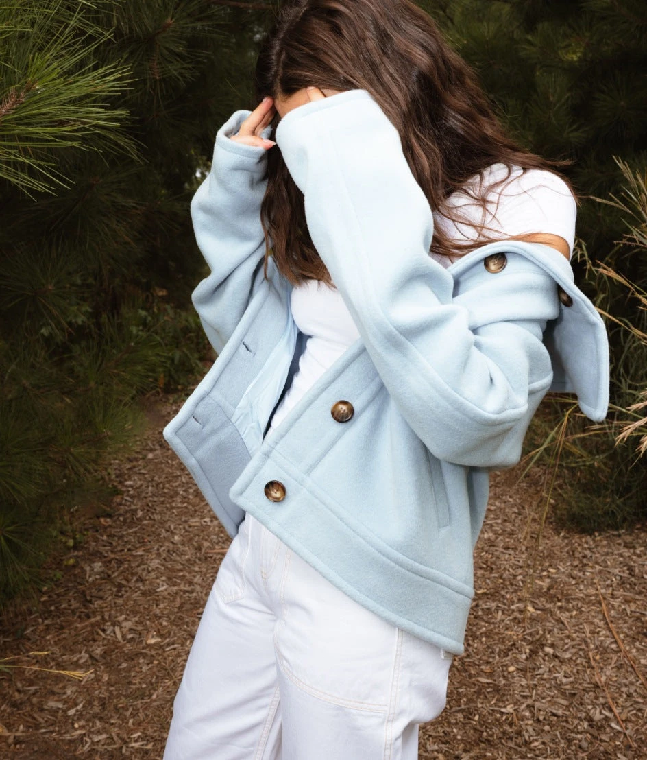 The Warmest Wool Short Coat - Frost The Warmest Wool Short Coat - Frost -Summersalt Shop Warmest Wool Short Coat Frost 3