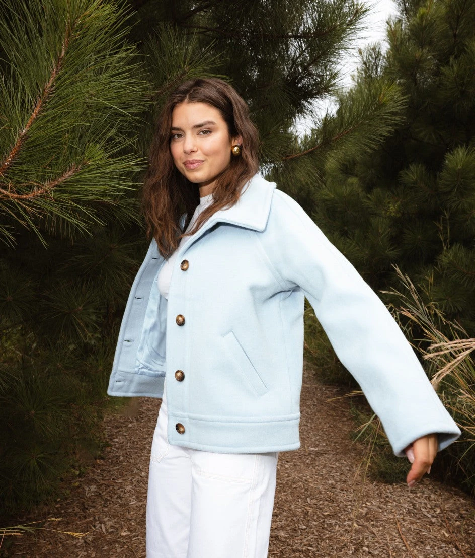 The Warmest Wool Short Coat - Frost The Warmest Wool Short Coat - Frost -Summersalt Shop Warmest Wool Short Coat Frost 4