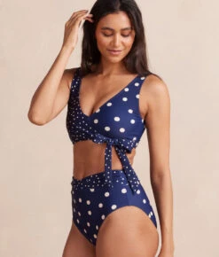 The Wrap High Leg High Rise Bikini Bottom - Nautical Sky & Coastal Dot 4 The Wrap High Leg High Rise Bikini Bottom - Nautical Sky & Coastal Dot -Summersalt Shop WrapHLHRNauticalSkyCoastalDotSide