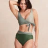 The Perfect Wrap Bikini Top - Palm & Pebble -Summersalt Shop WrapHLHROlive Palm PebbleFront