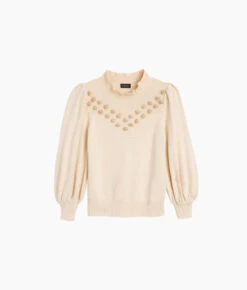 The Year-Round Balloon Sleeve Pompom Sweater - Dune -Summersalt Shop Year Round Balloon Sleeve Pompom Sweater Dune 5