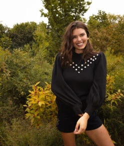 The Year-Round Balloon Sleeve Pompom Sweater - Sea Urchin -Summersalt Shop Year Round Balloon Sleeve Pompom Sweater Sea Urchin 4